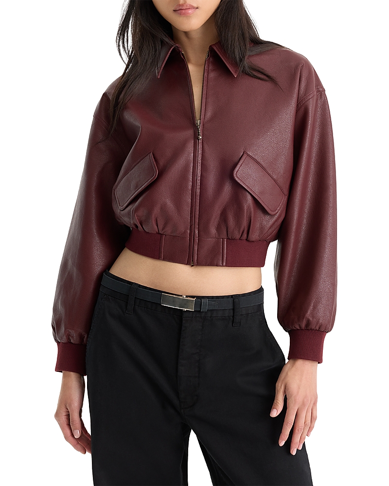 Good American The Better Than Leather Cropped Bomber Jacket