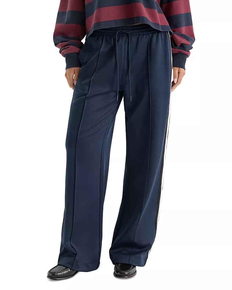 Good American The Track Pant Mid Rise Pull On Jeans in New Navy