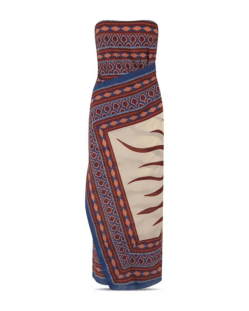 Johanna Ortiz Paraiso Cotton Strapless Ankle Cover Up Dress