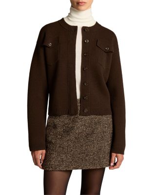 Wool-Blend Patch Pocket Cardigan Sweater
