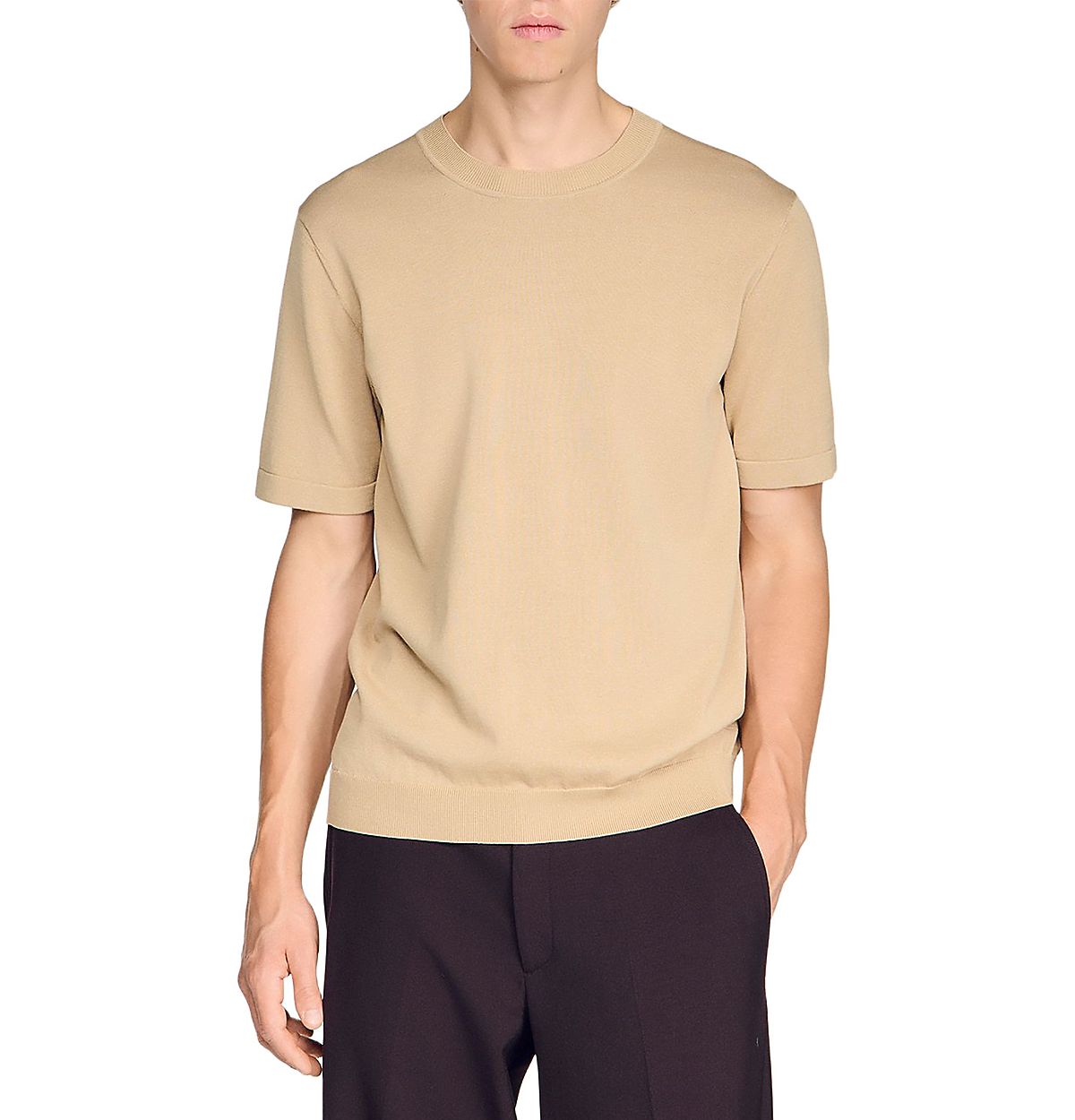 Sandro Pablo Cotton Short Sleeve Knitted Tee
