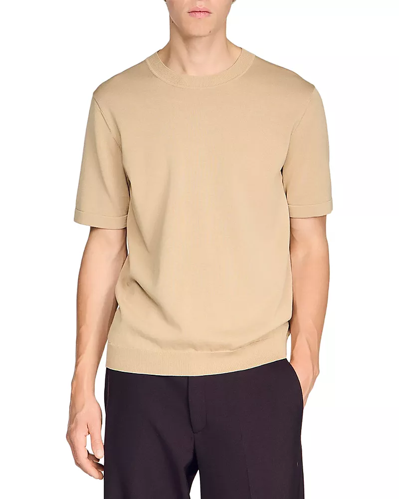 Sandro Pablo Cotton Short Sleeve Knitted Tee
