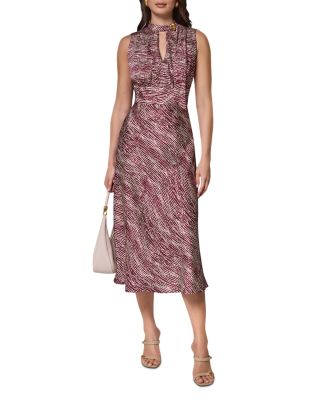 donna karan midi dress New York Women's Satin Square Neck Sheath - Russet Day Party Donna Karan New York Belted