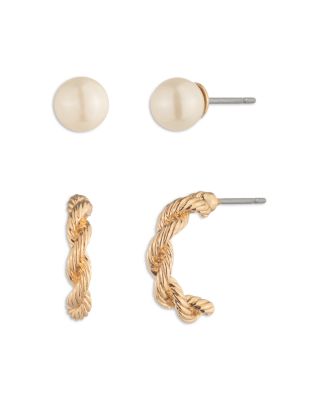 Rope & Imitation Pearl Stud Earring Set