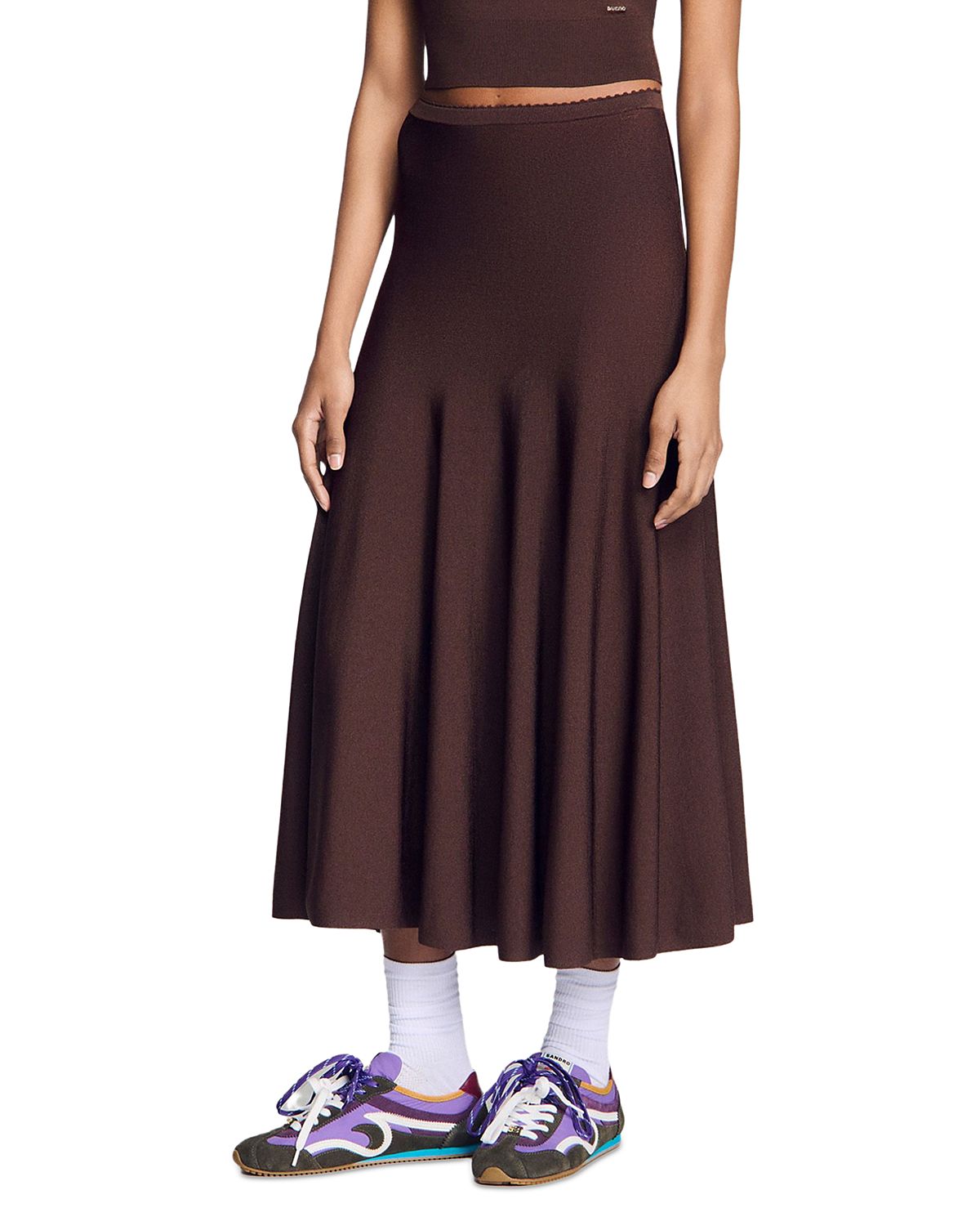Sandro Rhinestone Knit Maxi Skirt