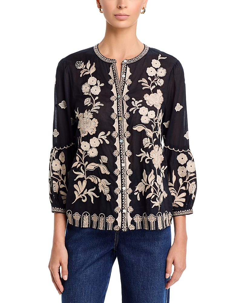 Johnny Was Soretta Scallop Sleeve Cotton Blouse
