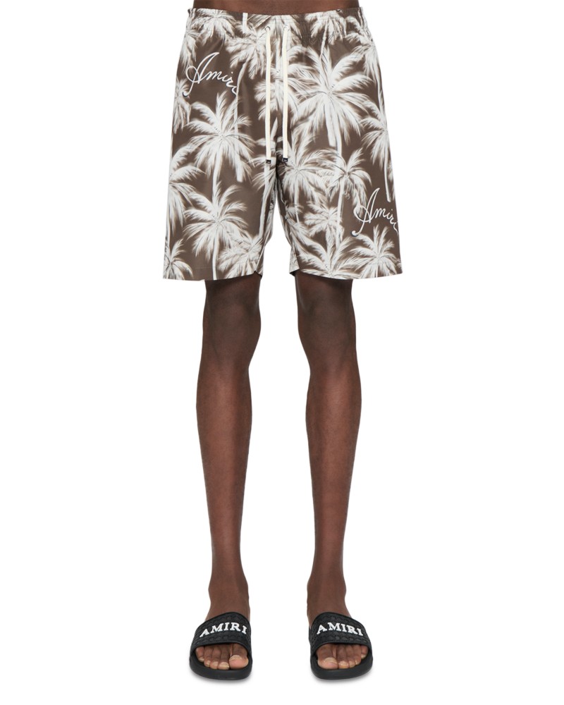Amiri Palms Drawstring Swim Shorts in Tobacco