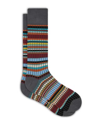 Signature Ribbed Grid Stripe Socks