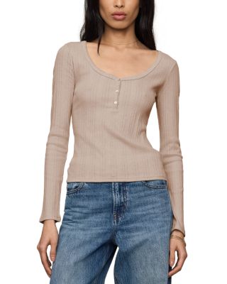 Audri Scalloped Long Sleeve Top