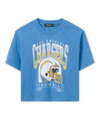  Women's NFL Los Angeles Chargers Helmet Mock Neck Crop Tee