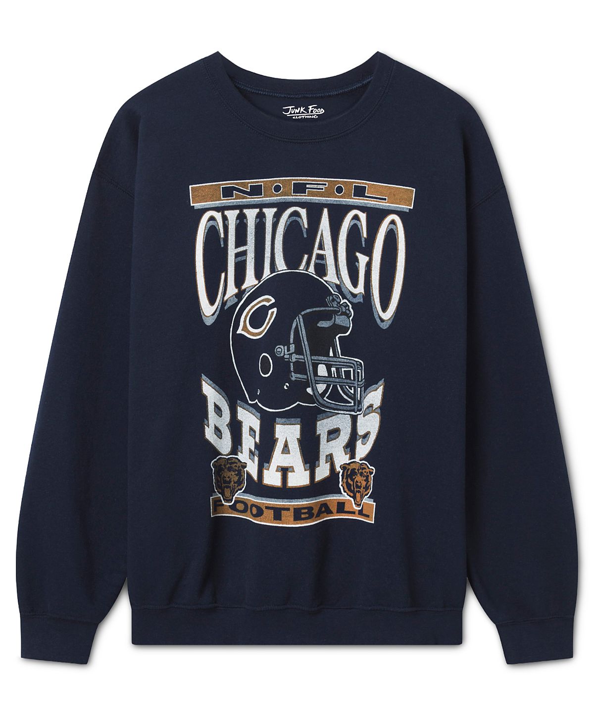 Junk Food Clothing Unisex Chicago Bears Helmet Flea Market Crew Fleece Sweatshirt