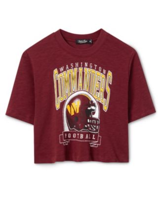  Women's NFL Washington Commanders Helmet Mock Neck Crop Tee