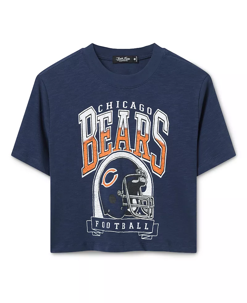 Junk Food Clothing Women's Chicago Bears Helmet Mock Neck Crop Tee