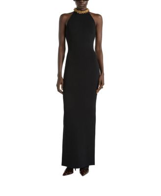  Long Milano Jersey Dress with Embroidery
