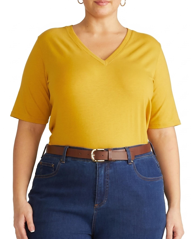 Universal Standard Women's Plus Maia Stovepipe Sleeve V Neck Tee