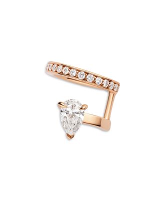 18K Gold Serti sur Vide Diamond Pear & Round Right Side Ear Cuff