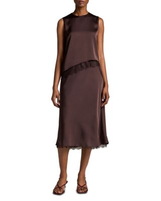 Lace Trim Satin Asymmetric Shell
