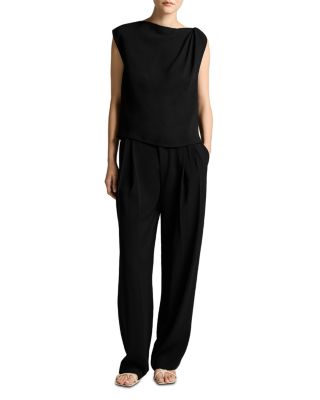 Vince Crepe Draped Shoulder Sleeveless Top