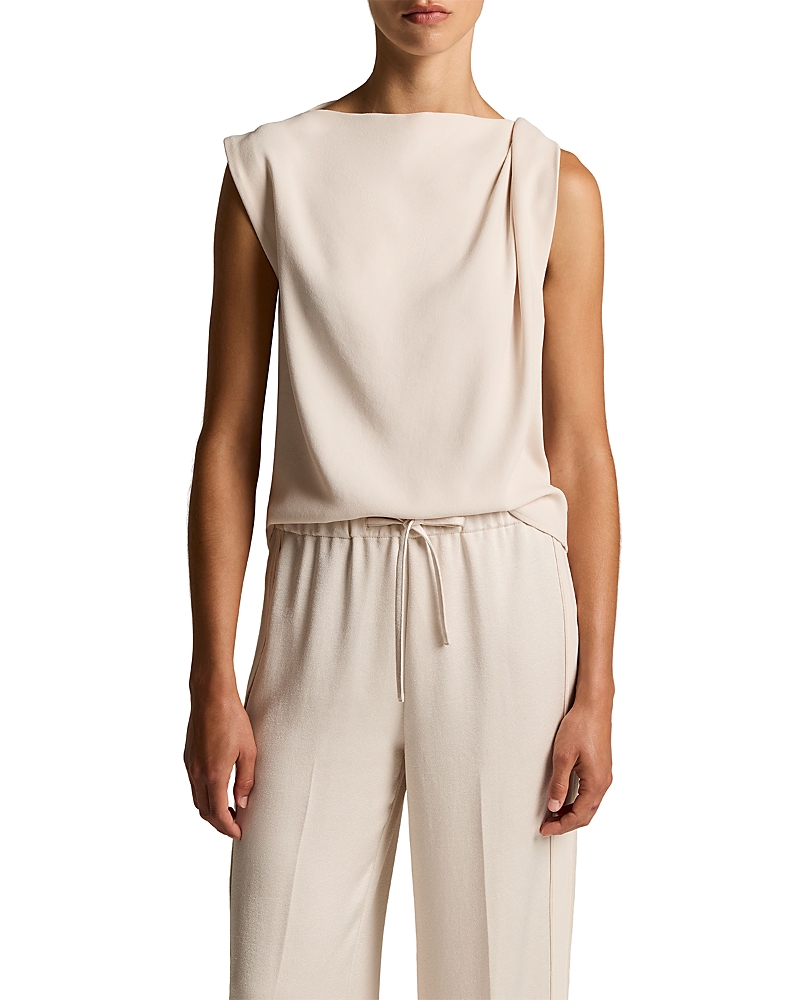 Vince Crepe Draped Shoulder Sleeveless Top