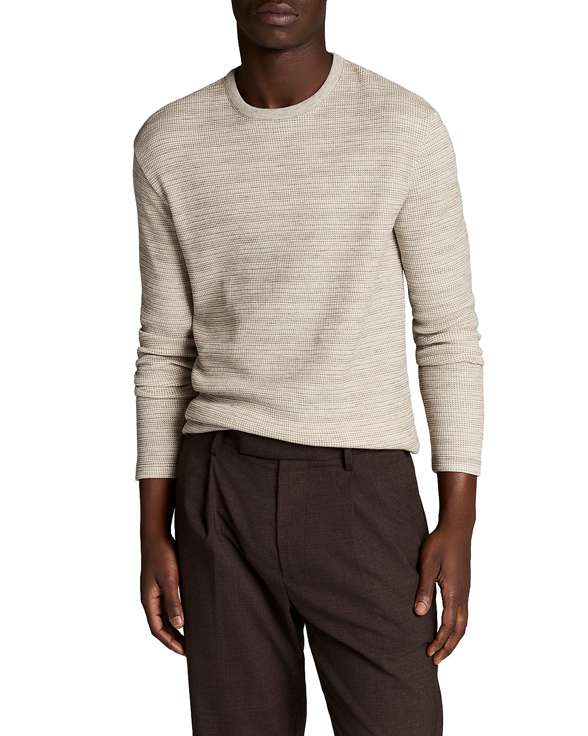 Vince Space Dye Thermal Stripe Crewneck Shirt