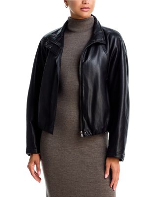 Faux Leather Bomber Jacket - Exclusive