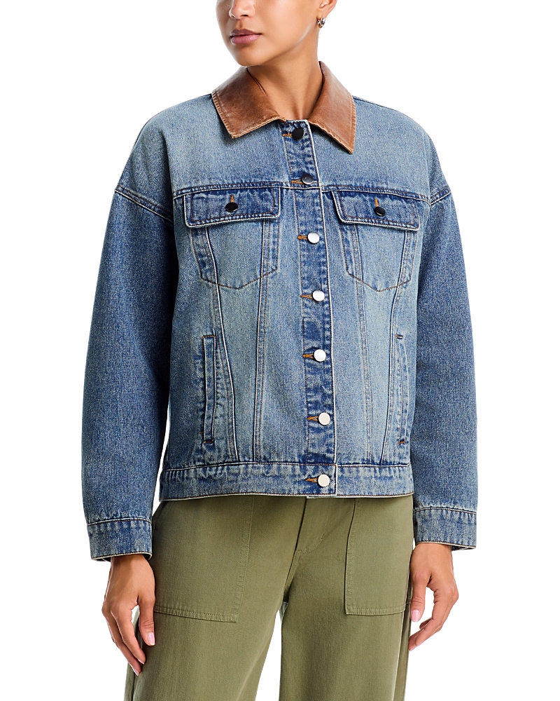 Aqua Contrast Collar Denim Jacket - Exclusive
