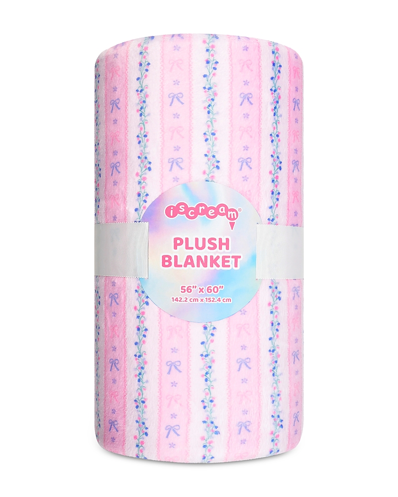 Iscream Girls' Floral Striped Plush Blanket - Little Kid, Big Kid