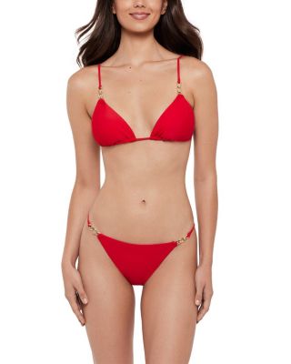 Gold Chain Trim Bikini Top and Bottom Set
