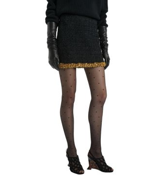 Balmain Short Tweed Skirt with Embroidered Trim