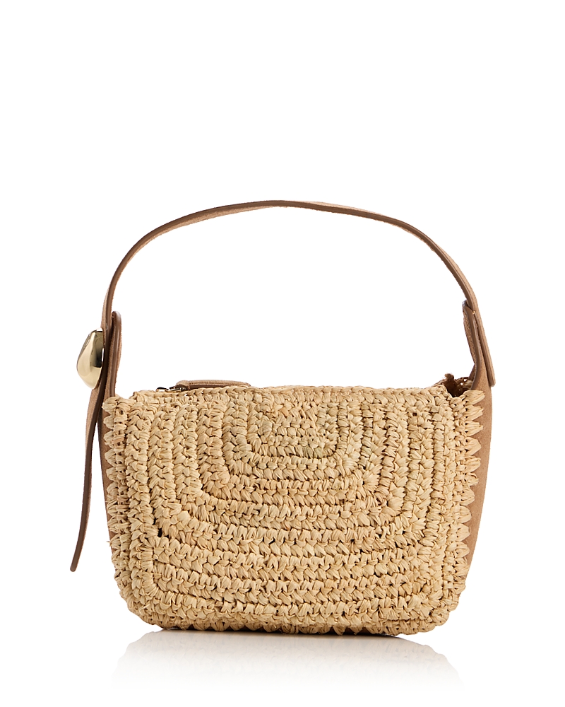 Madewell Woven Raffia Sculpted Metal Wristlet Bag