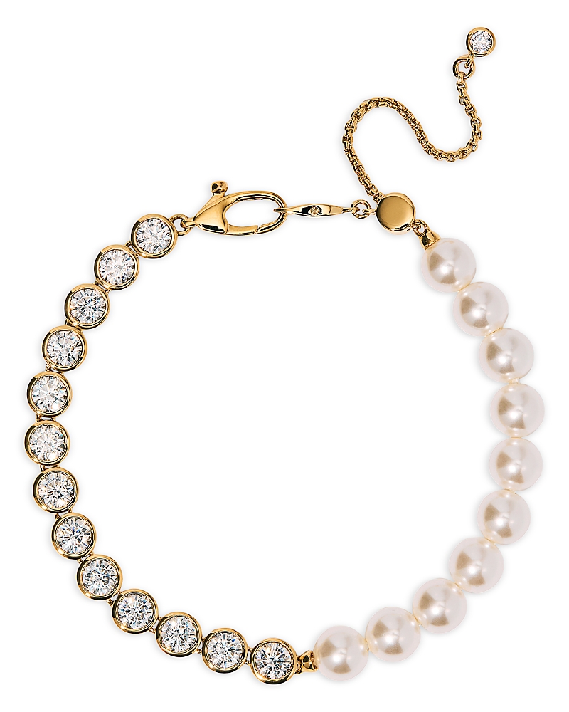 Nadri Cubic Zirconia & Imitation Pearl Under the Sea Adjustable Line Bracelet