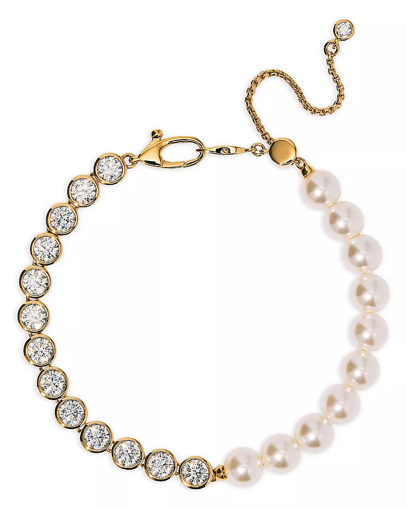 Nadri Cubic Zirconia & Imitation Pearl Under the Sea Adjustable Line Bracelet
