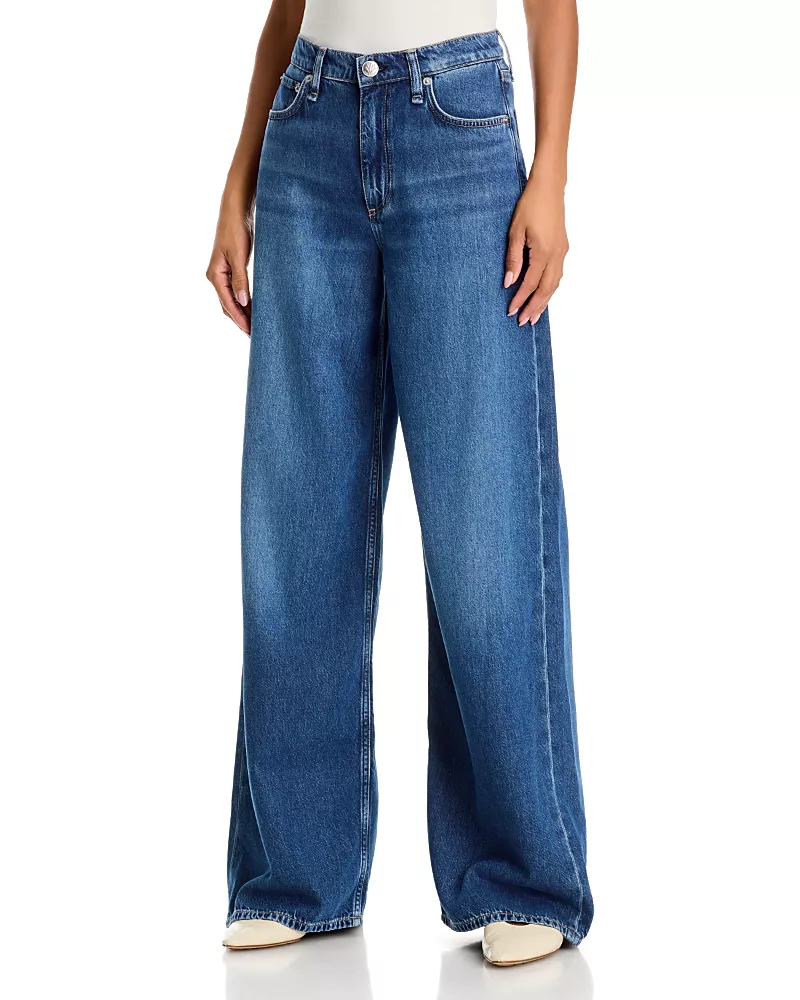 rag & bone Featherweight Sofie High Rise Full Length Wide Leg Jeans in Emerson