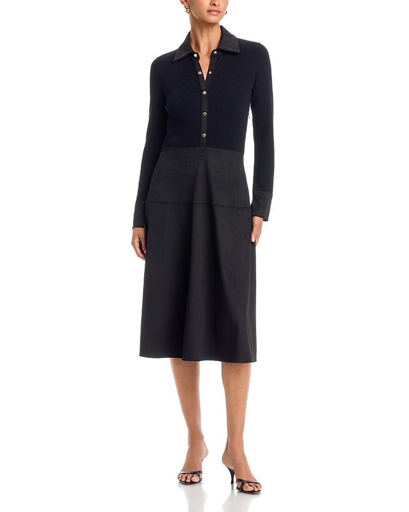 T Tahari Mixed Media Midi Dress