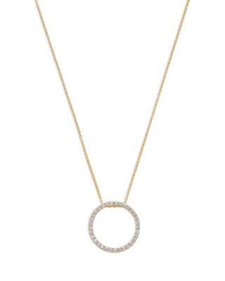 Diamond Circle Pendant Necklace in 14K Gold, 0.50 tcw