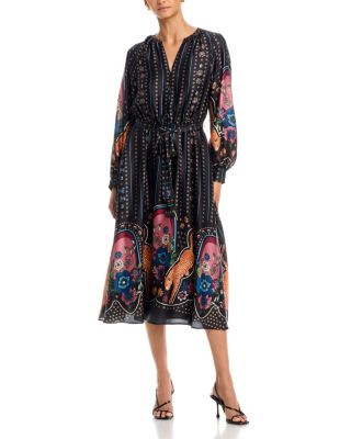 Split Neck Midi Dress
