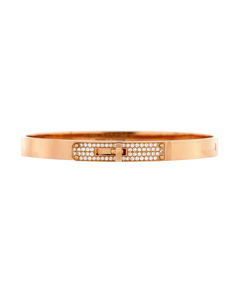 Pre-Owned HERMES Small Kelly Bracelet 18K Rose Gold and Pave Diamonds