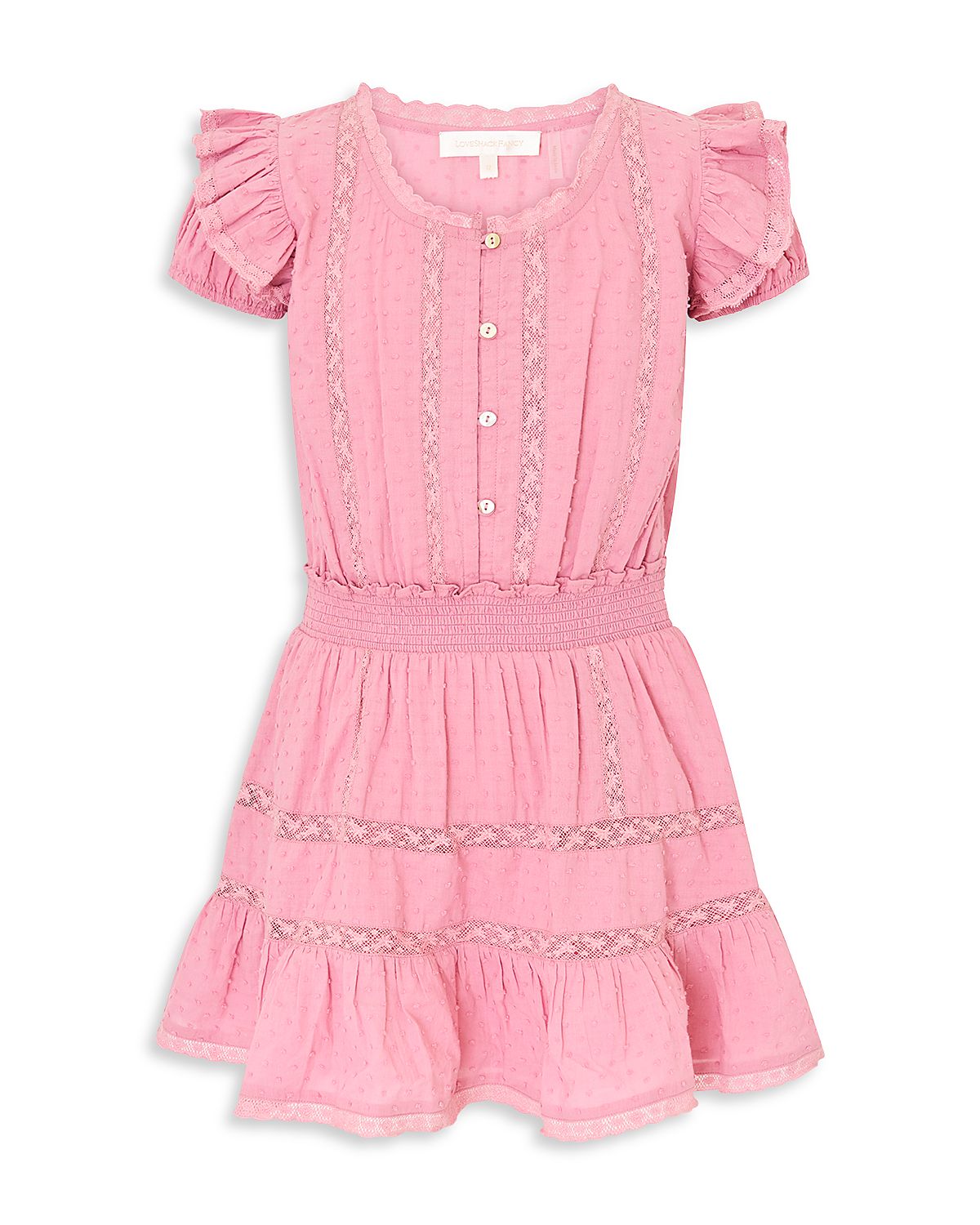 LoveShackFancy Girls' Jeriana Lace Trim Dress - Little Kid