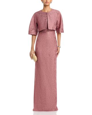 Metallic Jacquard Strapless Gown & Bolero Jacket