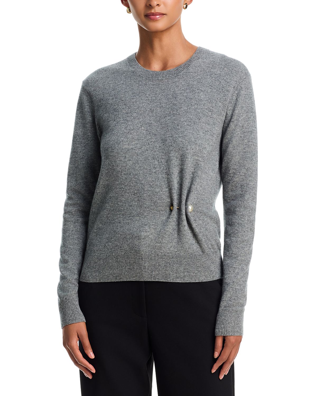 Veronica Beard Frankie Wool & Cashmere Sweater with Faux Pearl Pin