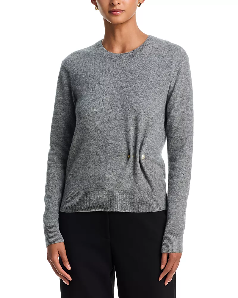 Veronica Beard Frankie Wool & Cashmere Sweater with Faux Pearl Pin