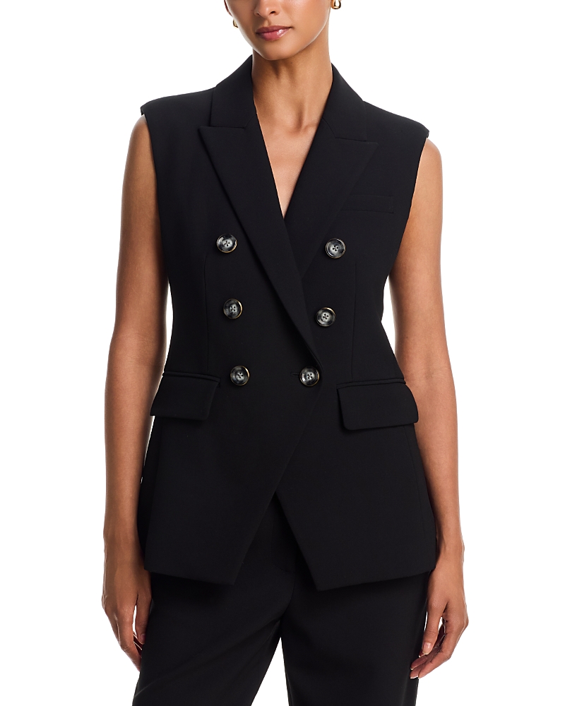 Veronica Beard Miller Double Breasted Blazer Vest In Black