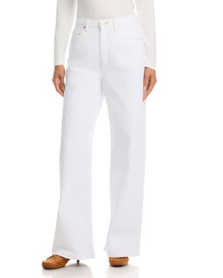 Cotton Stretch Wide Leg Jeans in White