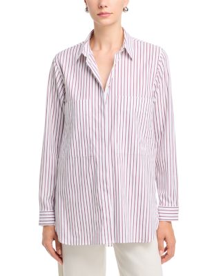 Cotton-Blend Popeline Striped Shirt