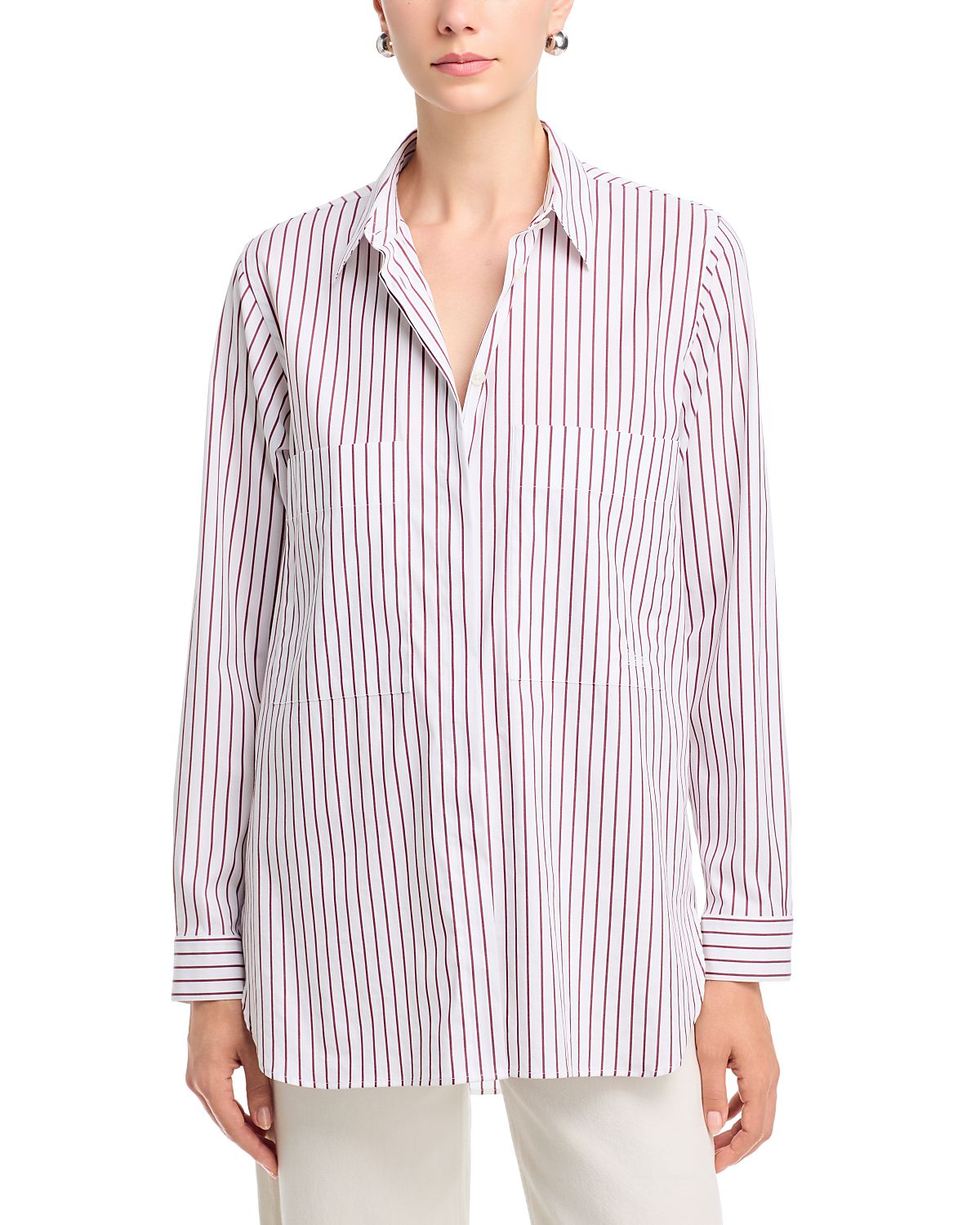 Herno Cotton-Blend Popeline Striped Shirt