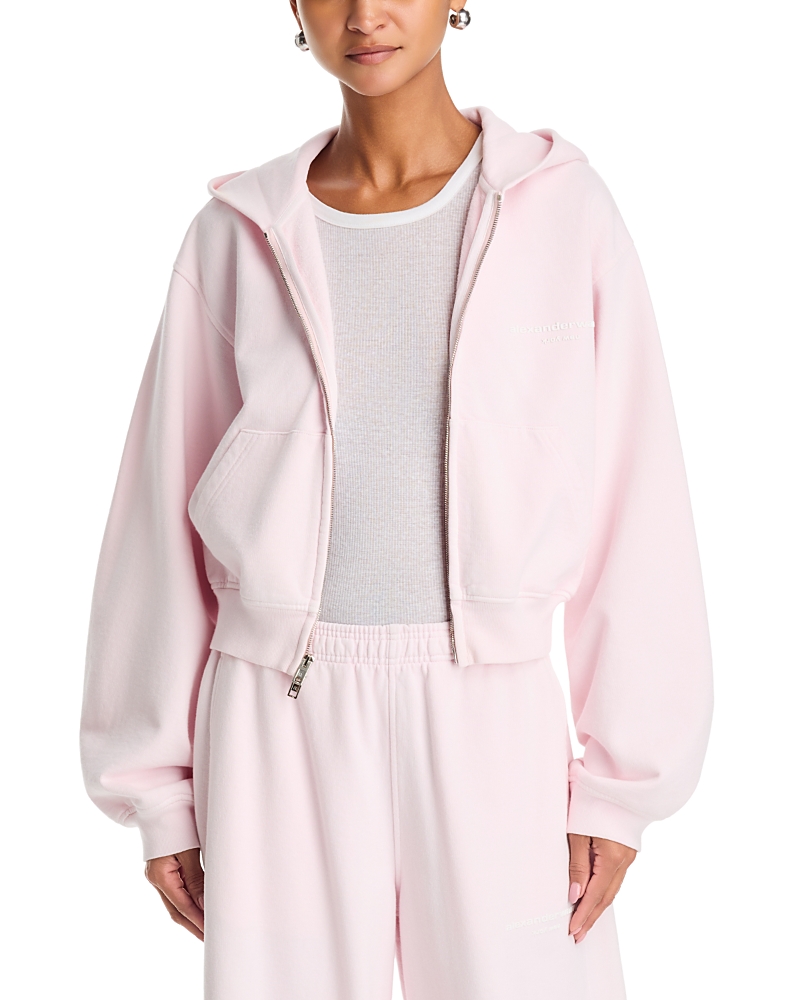 Alexander Wang Alexanderwang Zip Up Logo Hoodie In Pink