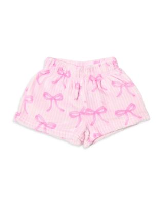Girls' Striped Bow Print Cozy Shorts - Big Kid