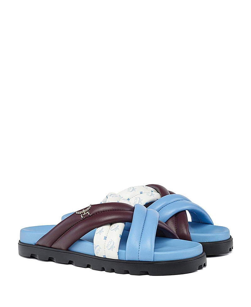 Mcm Women's Monogram Cross Sandals in Lamb Leather
