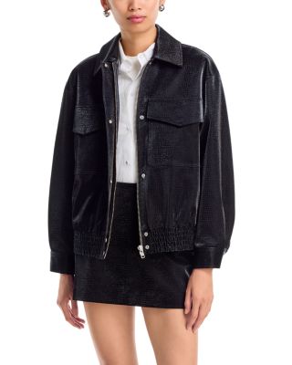 Walker Faux Leather Bomber Jacket