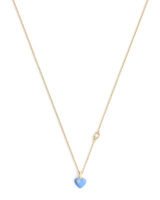 Signature C Enamel Heart Pendant Necklace, 16-18"
